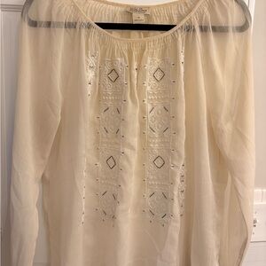 Lucky Brand Cream Embroidered Blouse